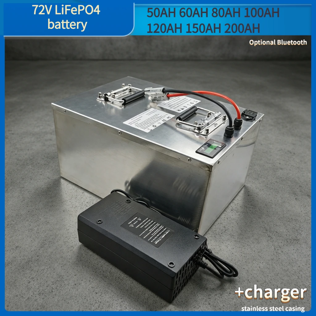 LifePo4 High Capacity 72V Lithium Battery 50Ah-200Ah for Golf Cart Electric Vehicle Compatible Charger 60AH-200Ah