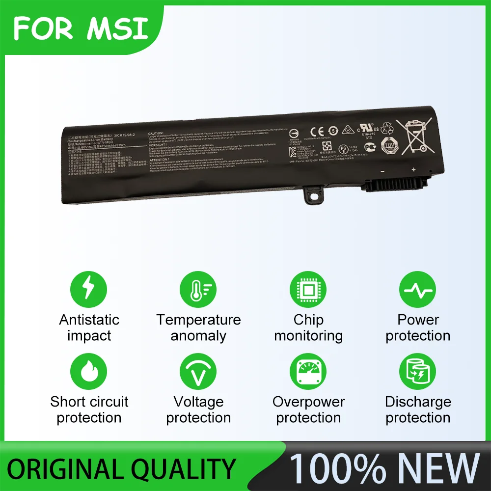 10.86V  5200mAh BTY-M6H  Laptop Battery For MSI MS-16J1 MS-16J2 MS-16J3 MS-16J5 MS-16J6 MS-1795 GE62 6QC-490XCN GE62 2QD-007XCN
