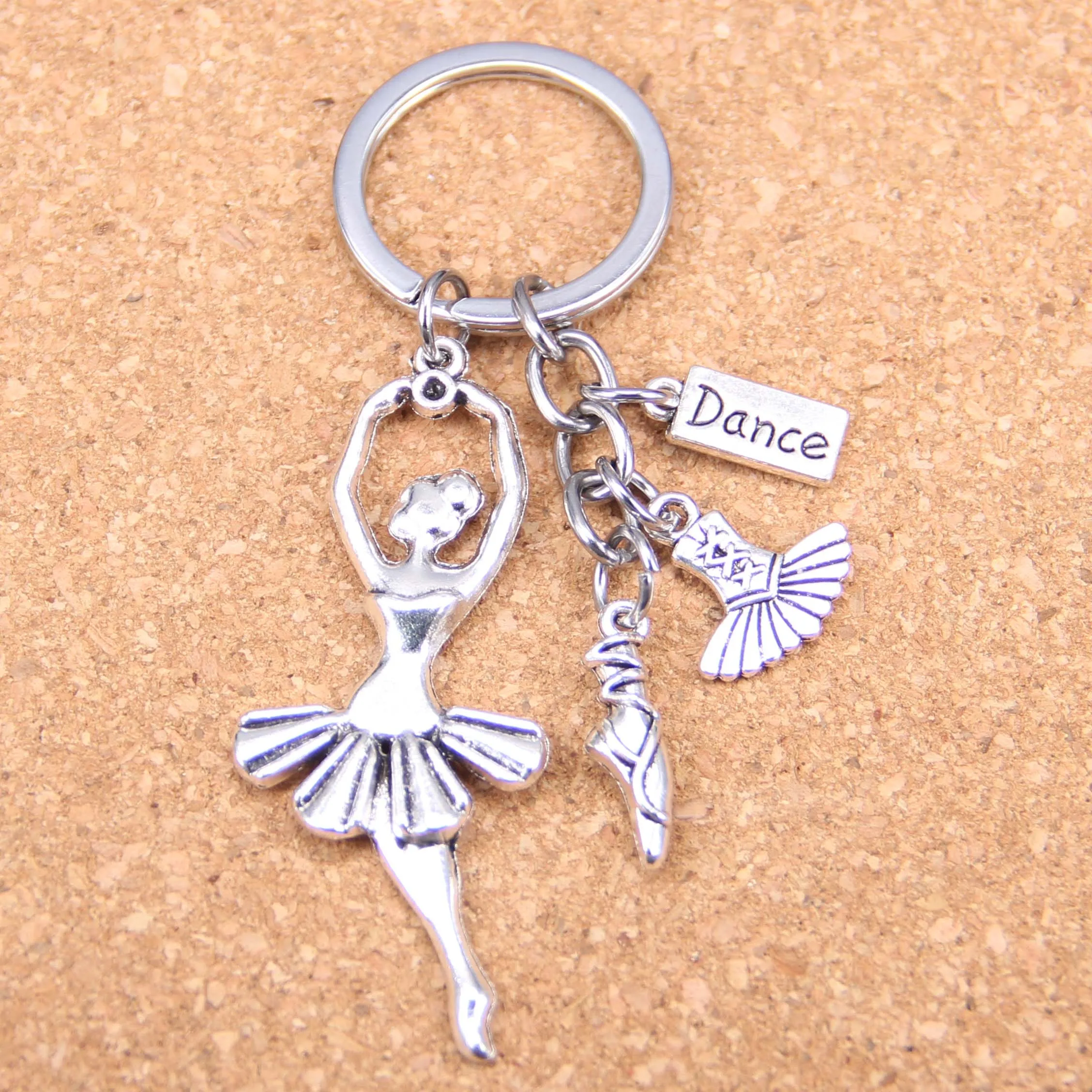 20pcs New Fashion DIY Keychain ballet dancer Pendants Men Jewelry Car Key Chain Souvenir For Gift