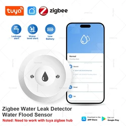 Tuya inteligente zigbee sensor de vazamento de água alarme detector de nível de água sensor de vazamento de inundação app controle remoto sistema de alarme de segurança