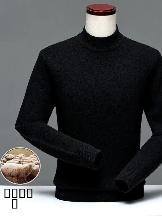 

Pierre Cardin Men's Knitted Wool Sweater Thiened Long Sve f High Collar Winter Casual Sle Comfortable Fit Busin ...