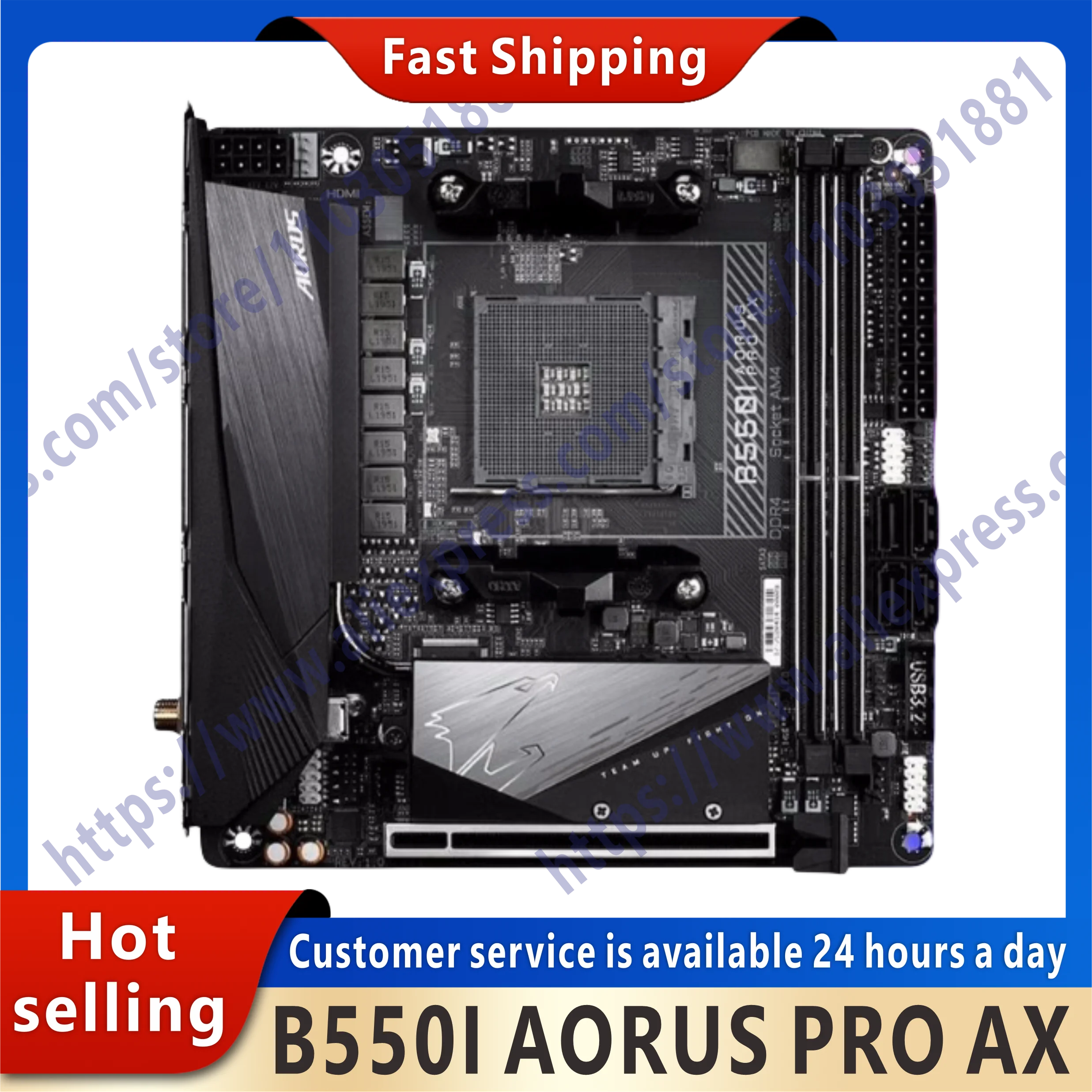 Used B550I AORUS PRO AX B550  AM4 2xDDR4 DIMM 64 GB PCIe 4.0 1xM.2 SATA3 USB 3.2 HDMI DP Mini ITX motherboard