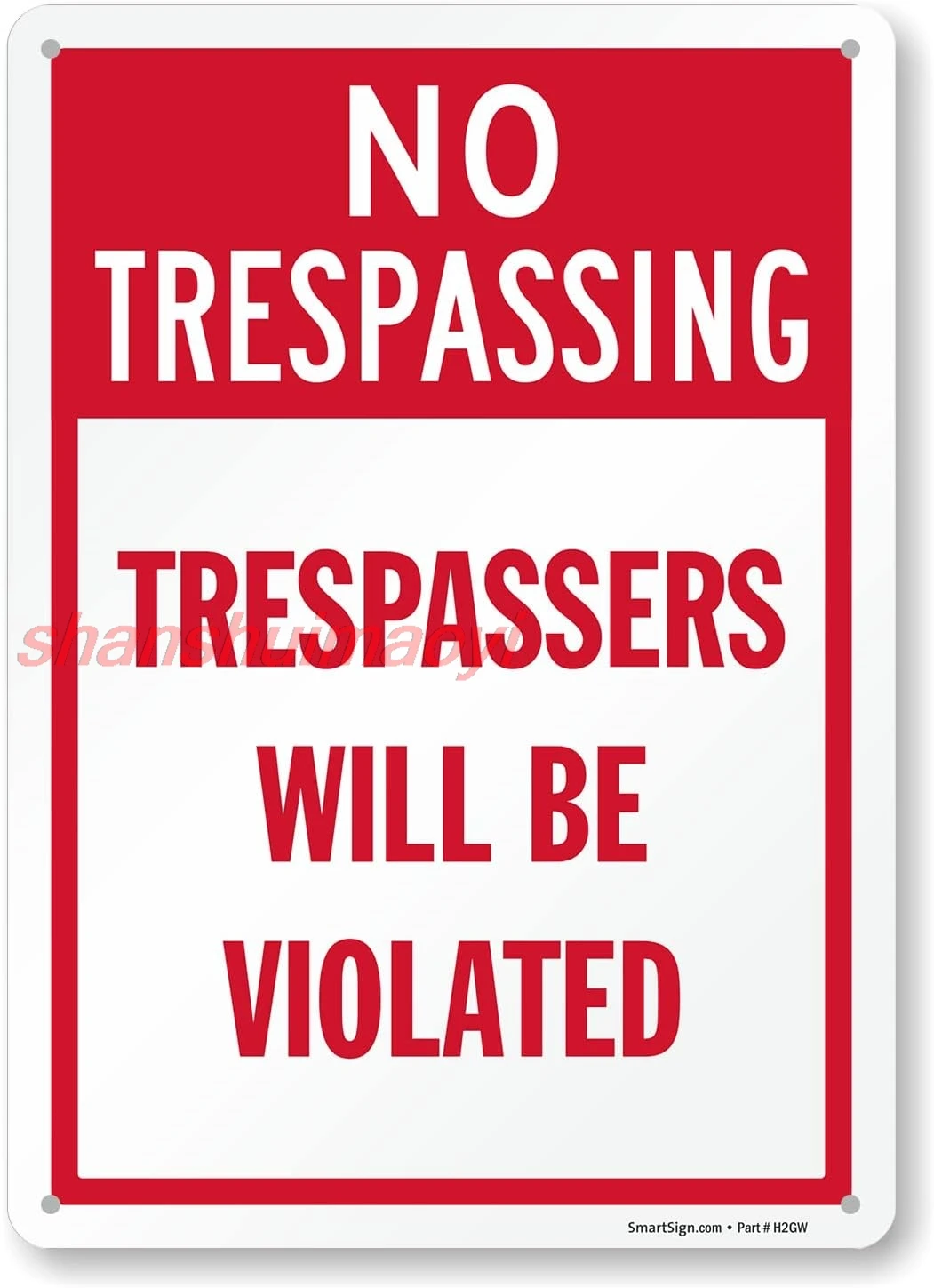 SmartSign 14 x 10 inch Funny “Trespassers Will Be Violated” No Trespassing Metal Sign, 40 mil Laminated Rustproof Aluminum, 7855