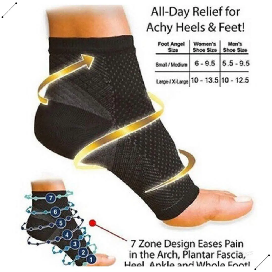 

1 Pair Foot Ankle Compression Socks Anti Fatigue Varicose Feet Sleeve Outdoor