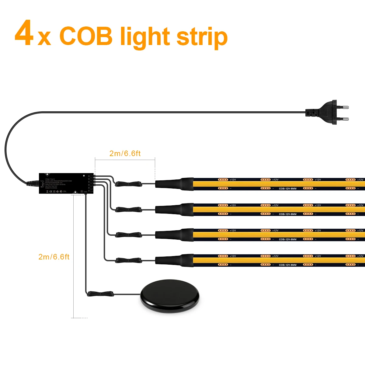Zwarte LED-stripverlichting + aanraak- en handbewegingssensor dimbare schakelaar + EU/VS-stekker wanddecoratie led-verlichting lintlamp