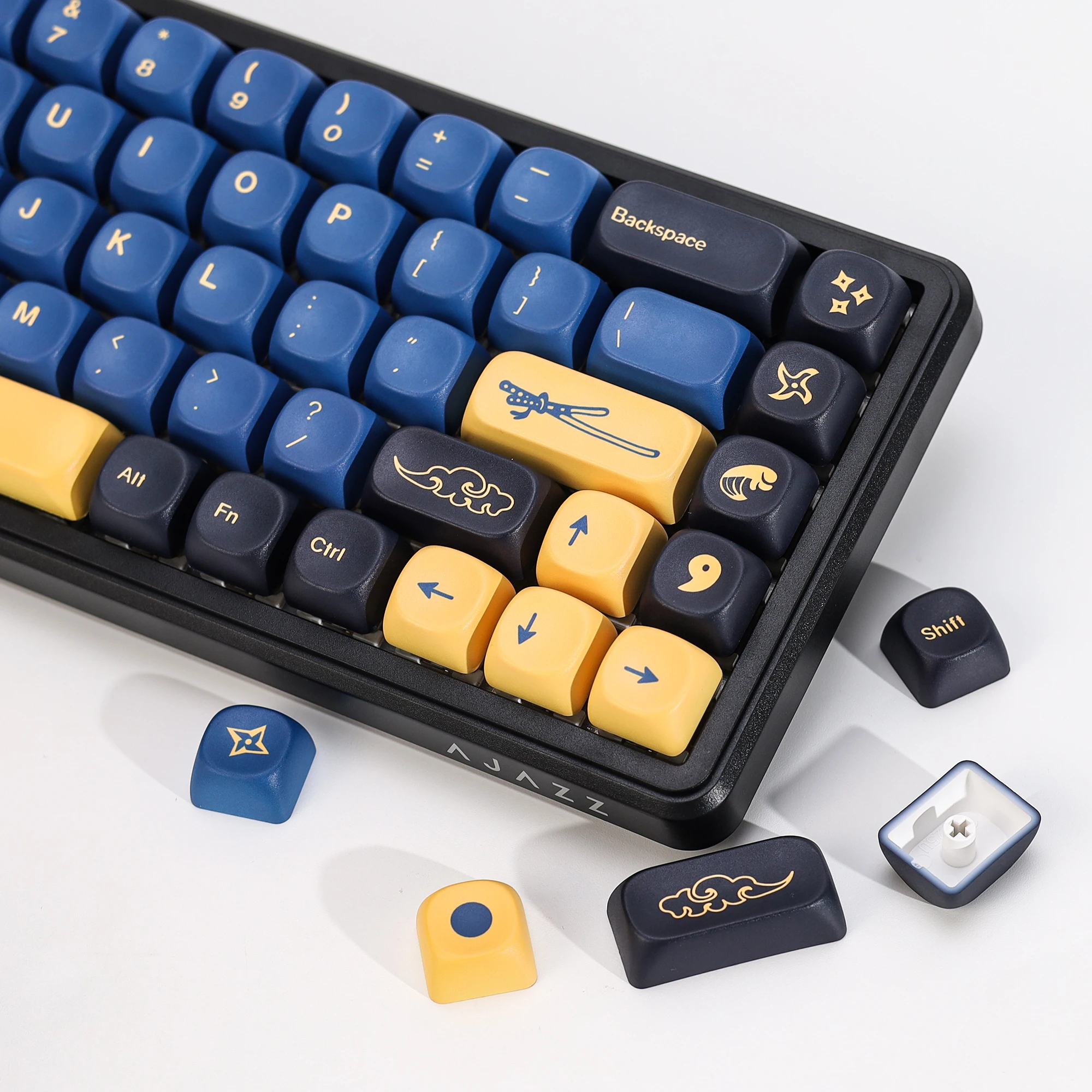 KBDiy GMK Blue Samurai Tastenkappen Retro KOA MOA PBT Keycaps ISO Custom für 75% 60% Magnetische Gaming Mechanische Tastatur KIT Tastenkappen – Detail 16