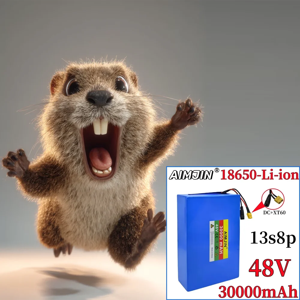Original power battery for electric scooters, mountain bikes 250-1500W built-in BMS+54.6V2A charger 48V 30Ah 13S8P 18650 lithium