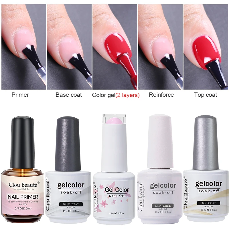 

Clou Beaute 15ml Fast Dry Nail Primer Base Top Coat Nail Polish Gel Varnish Manicure Nail Art Soak Off UV Reinforce Gel Primer