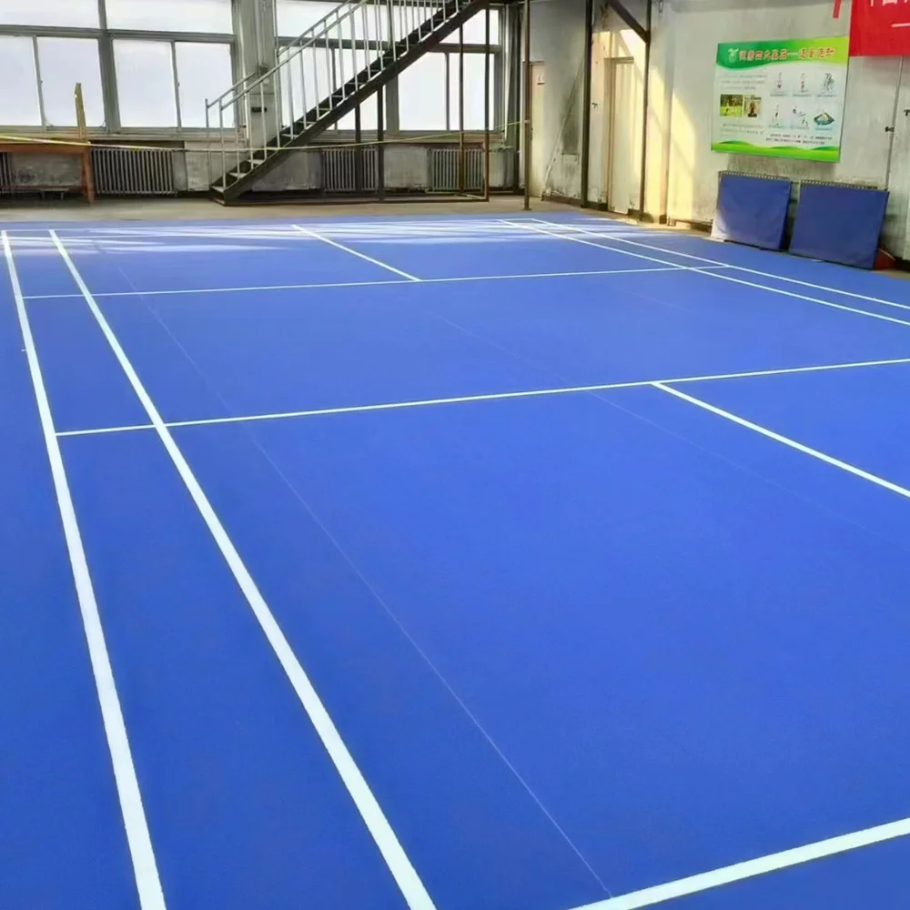 Beable Portable Badminton PVC Flooring Courts Easy Install And De-install Blue With White lines For Training Competition