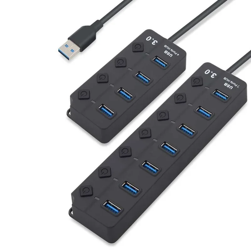 

Высокоскоростной концентратор USB 3,0, концентратор на 4 / 7 портов USB3.0, разветвитель, переключатель ВКЛ./ВЫКЛ., светодиодный индикатор с адаптером питания стандарта ЕС/США для MacBook, ноутбуков и ПК