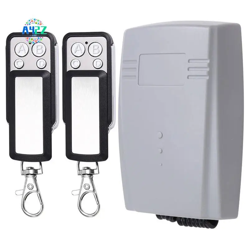 A42Z-Garage Door Receiver 2CH 433Mhz Remote Controller For Door Gate Fixed Learning Rolling Code Universal