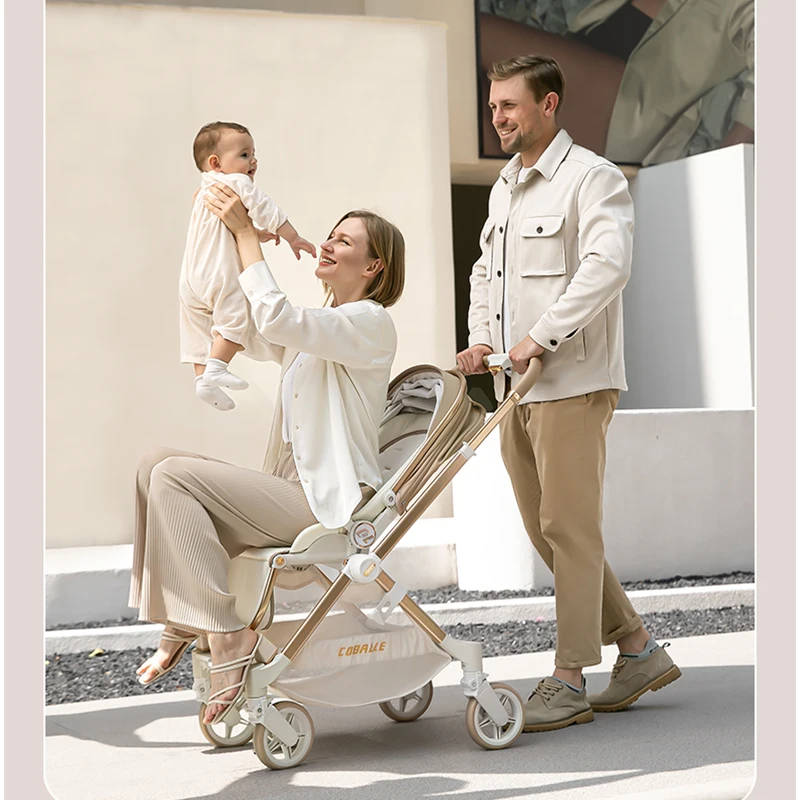 Luxe Cabriolet Full-Size Kinderwagen Voor Peuter Pasgeboren Smart Kinderwagen Met Omkeerbare Stoel