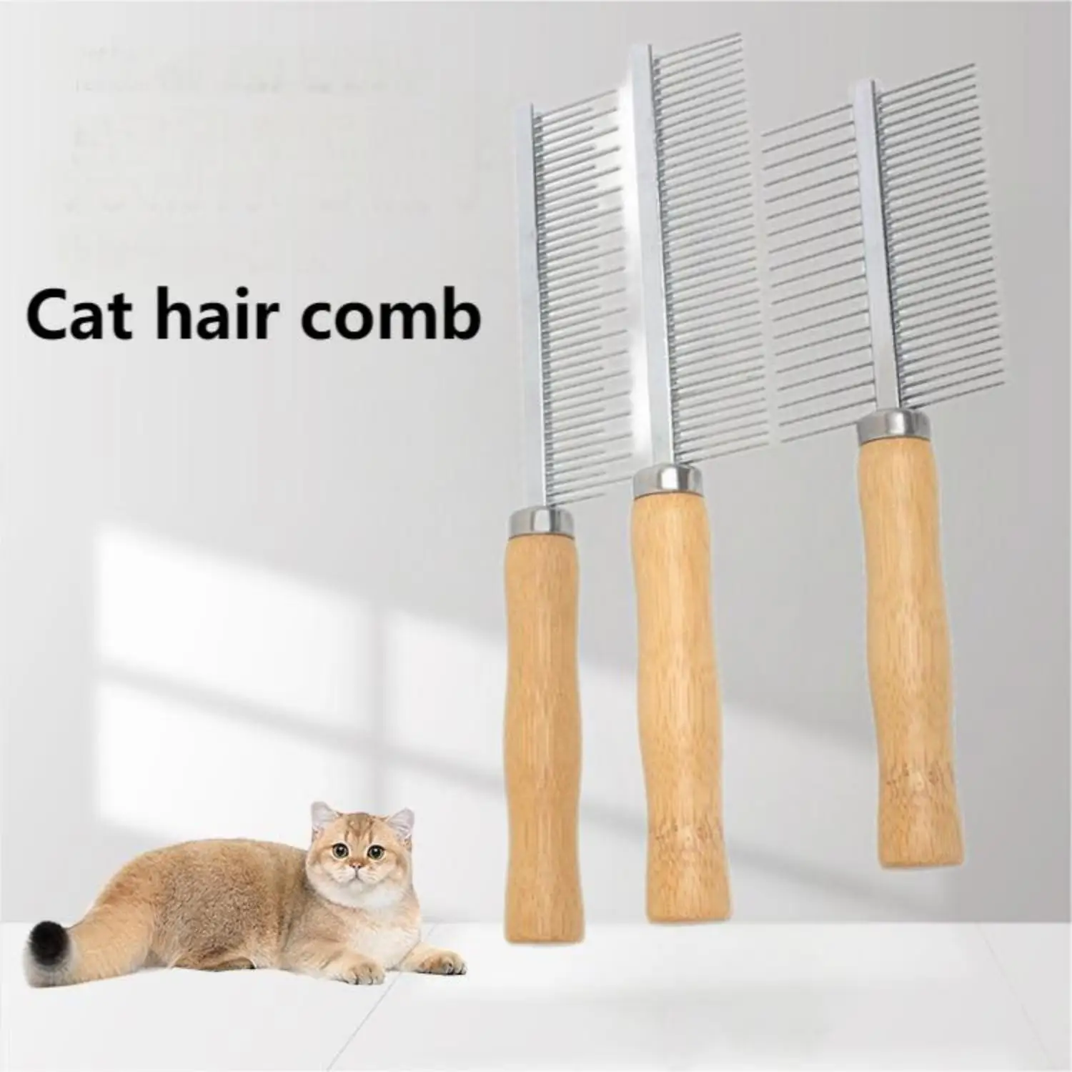 Pet Cat Hair Comb Dog Hair Remover Grooming Equipment Cat And Dog Grooming Hair Wooden Handle Anti-hair Tangling Dog Accessories