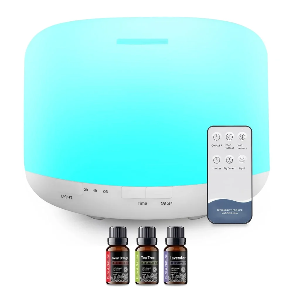 

300ml Essential Oil Diffuser, Ultrasonic Humidifier, Remote Control, 7-Color Light, Auto Off, BPA-Free