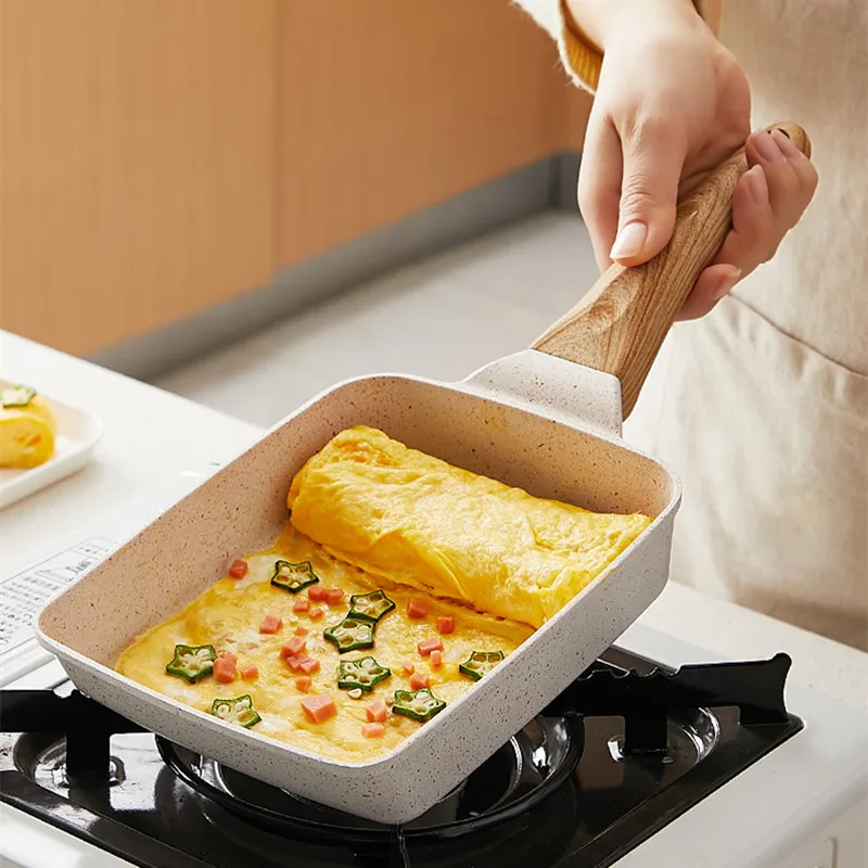 Square Tamagoyaki Non-Stick Frying Pan Maifan Stone Omelette Pancake Egg Roll Saucepan Cooking Pots Kitchen Cookware Utensils