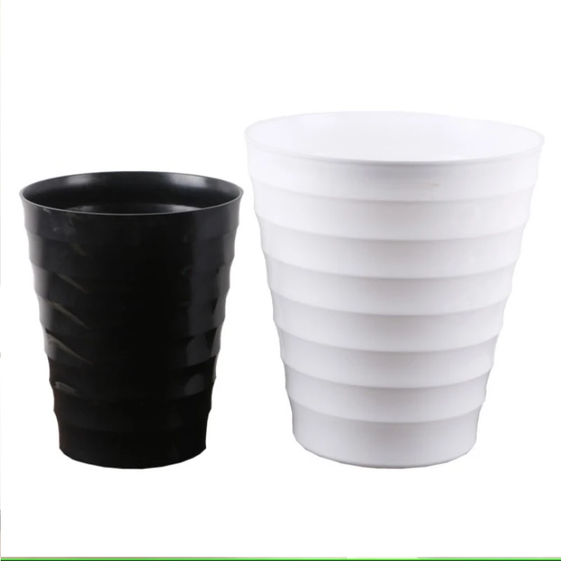 1pc with Tray Simple Style Imitation Ceramic Black And White Line PE Plastic Flower Pot