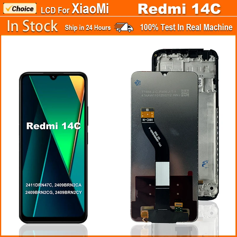IPS For Xiaomi Redmi 14C Display Touch Screen Digital For Redmi 14C LCD 2411DRN47C Display Replacement Parts With Frame