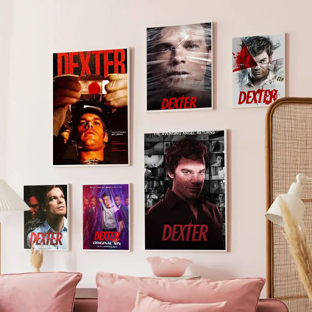 D-Dexter Michael C.Hall Classic TV Vintage Posters Sticky Retro Kraft Paper Sticker DIY Room Bar Cafe Kawaii Room Decor