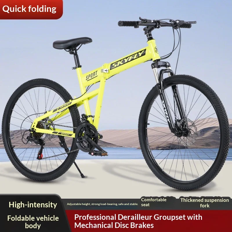 

Folding Mountain Bike Portable Shock Absorbing 21 Speed Lightweight Teen Adult Commuter Campus Bicycle Folding Bikes Cycling