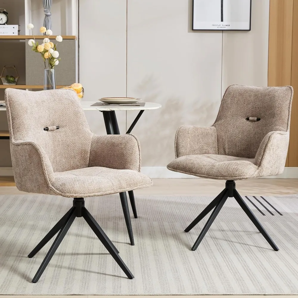 

Dining Chairs Set of 2 Thick Cushions Seat Swivel Dining Chairs Metal Legs for Kitchen, Living Room Lounge