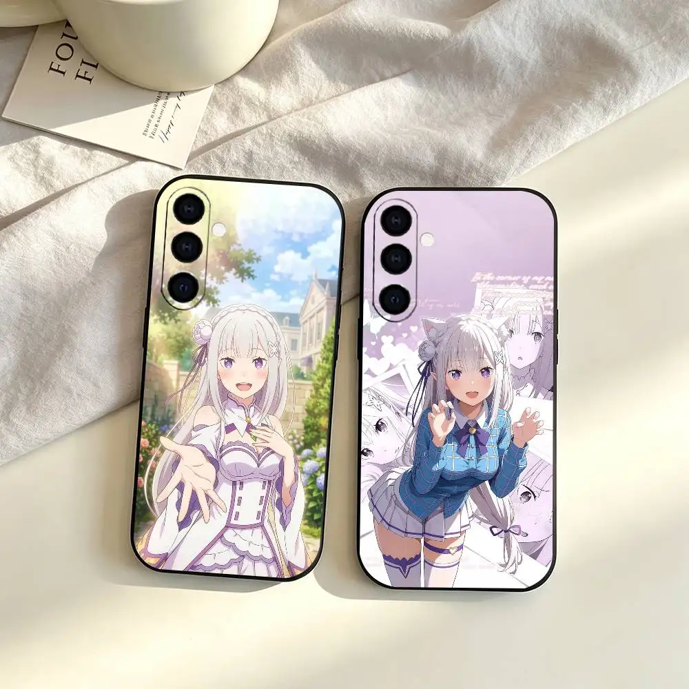 Re Zero E-Emilia gift Phone Case For Samsung Galaxy A73,A72,A71,A70,A53,A52,A51,Soft Silicone Black Cover