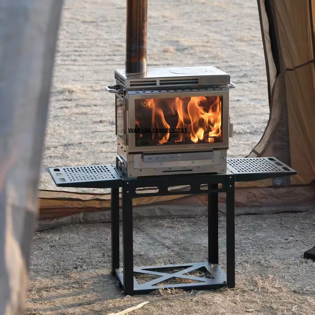Oferta de precio Mini estufa de leña de acero inoxidable, utensilios de cocina para viajes al aire libre, Camping y senderismo
