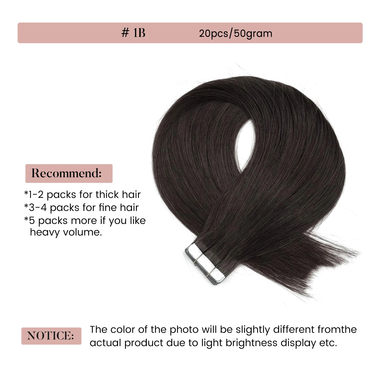 Tape in Hair Extensions, Virgin Human Hair, Straight Tape, Ins Seamless PU Skin Trame Tape, Ins for Salon, Haute qualité, 12 mois