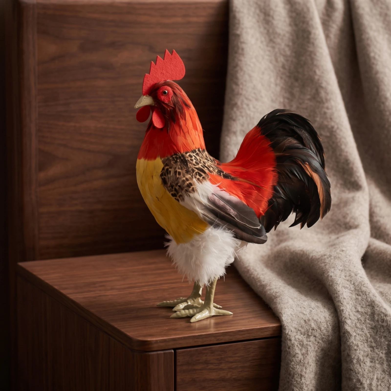 Cockerel Figurine with Feathers Decorative Cockerel Figurine Chicken Statue Simulation Hen Model Imitation for Farmhouse Decor