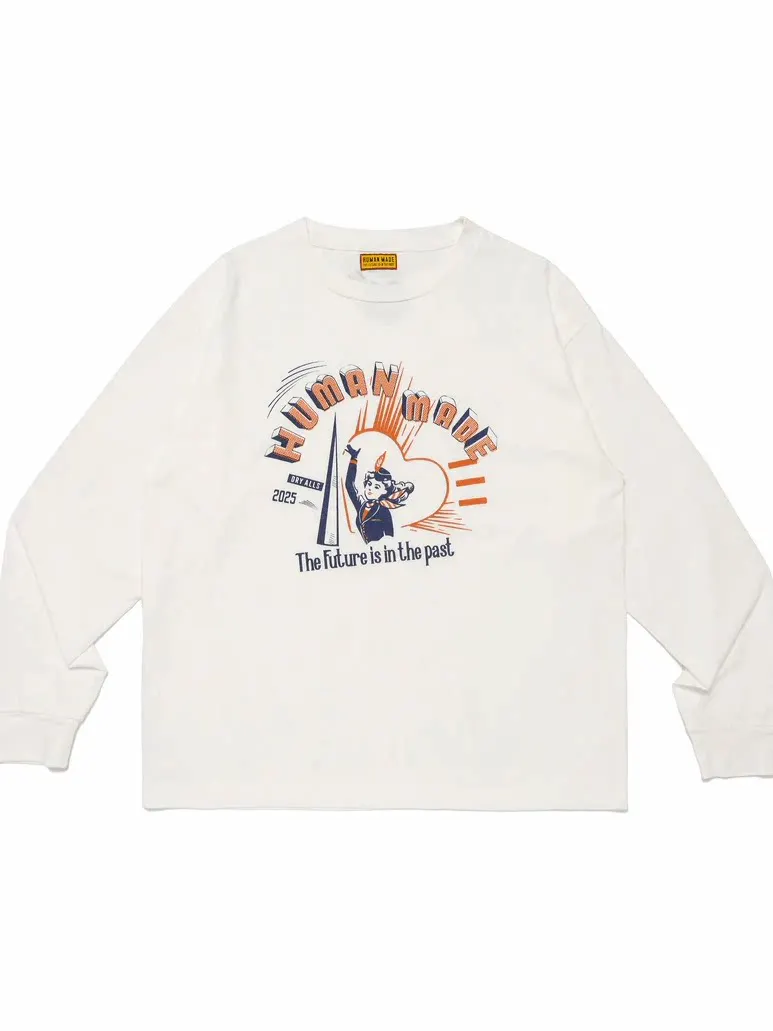 HUMAN MADE SS26 Heart Graphic Long Sleeve T Shirt Chest Logo Crew Neck Unisex Boxy