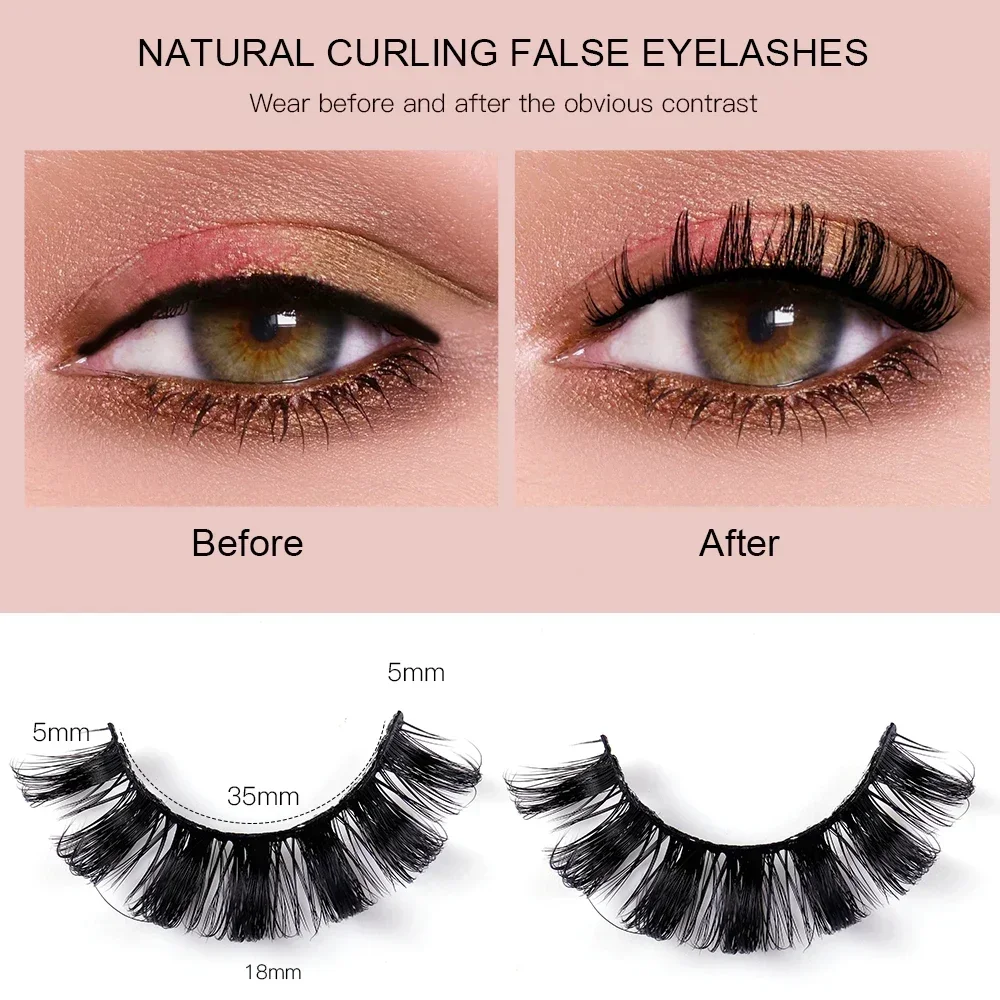 4 คู่ขนตา D Curl 10-16 มม.รัสเซียขนตา 3D Mink Eyelashes Reusable Fluffy รัสเซีย Strip Lashes eyelashes extensions