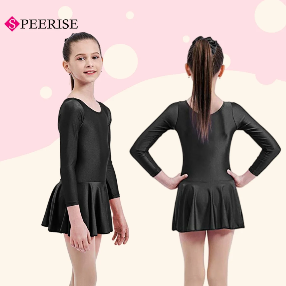 

Girls Long Sleeve Ballet Dance Leotard Scoop Neck Ballerina Dress Gymnastics Training Performance Dancewear Bosysuit