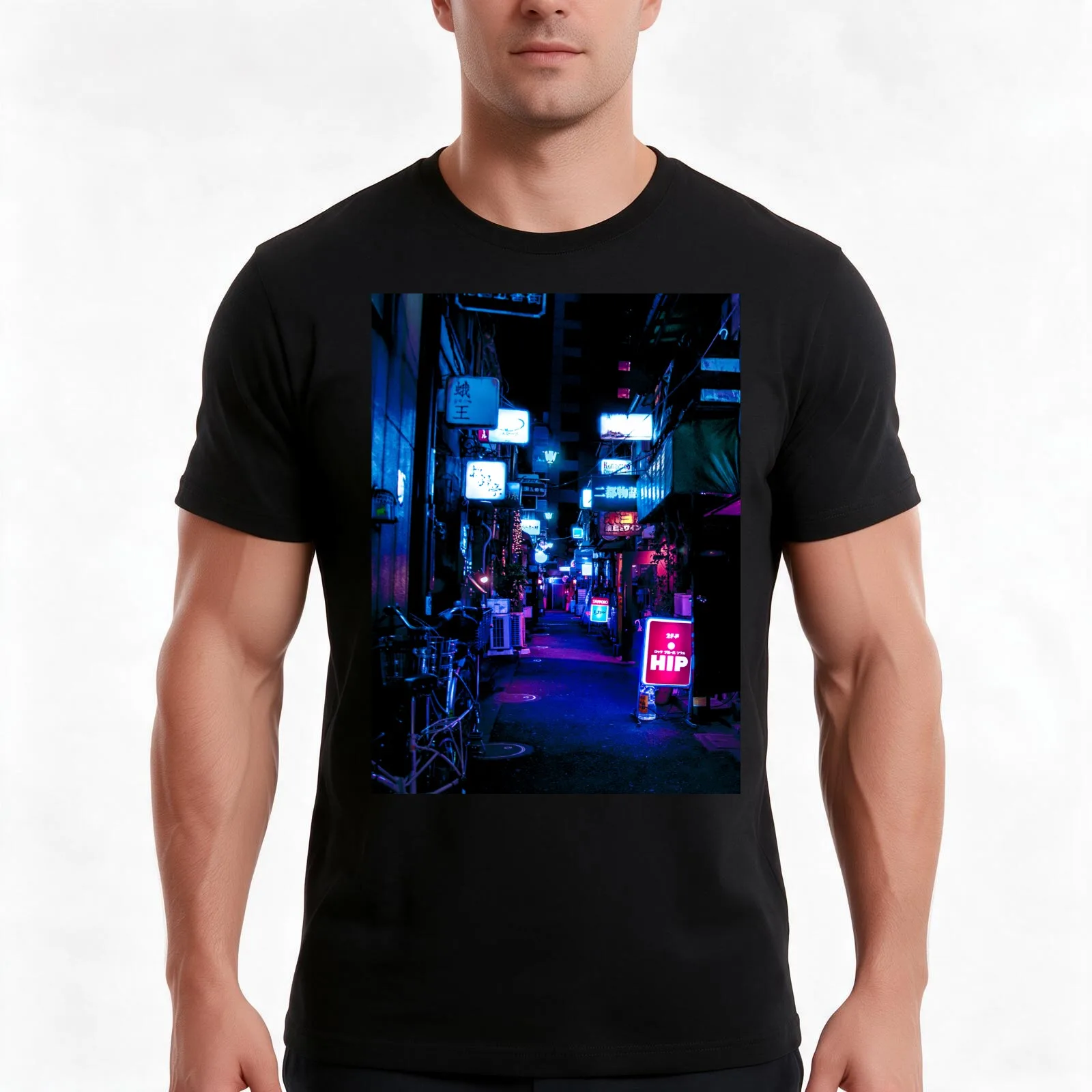 Alley Of The Glowing Signs T-Shirt Summer Casual Cotton Tee Oversized Streetwear Tops Vintage Graphic Print Unisex Men Women