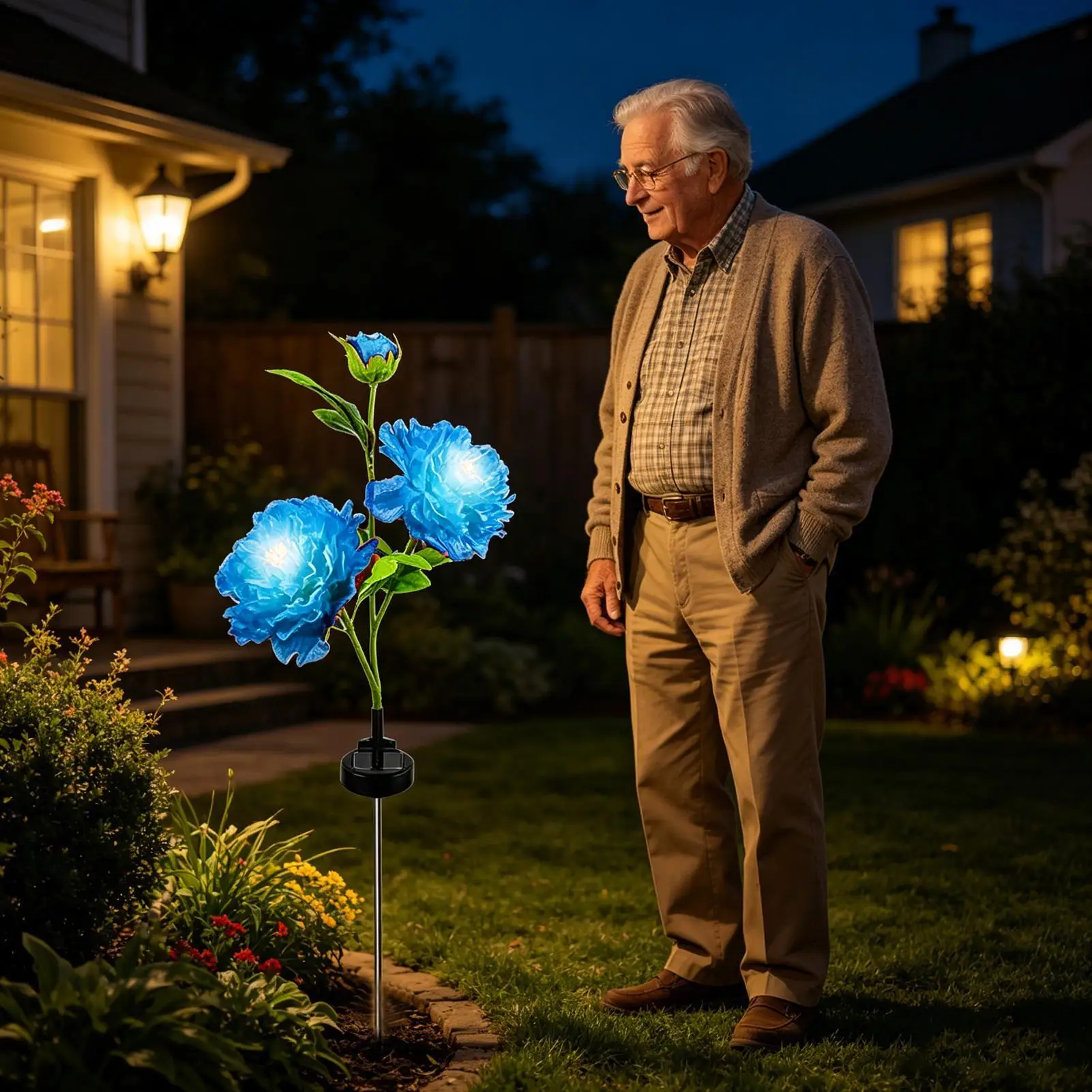 Solar Lights Outdoor Decorative Realistic Peony Decorative Solar-Powered Flower Stake Light For Courtyard Balcony Lawn Pathway