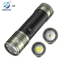 Shustar S187充電式led懐中電灯26650タイプc 2A XHP360 2500lmトーチ電源インジケータと電源出力インタフェース