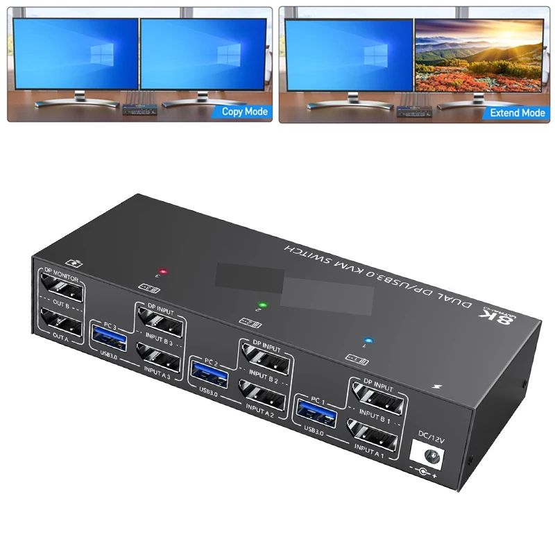 

LAN Switch 8K@30HZ USB network switch USB HUB USB Internet Splitter Adapter copy screen USB3.0 KVM Switch KVM Splitter Extender