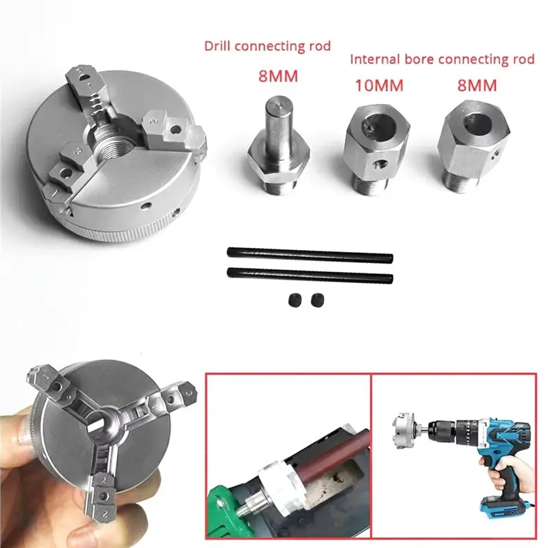 [NEWA76K!】 Mini For Lathe Bench Grinder Electric Drill For Aluminum Alloy Self Centering Three Jaw Chuck Woodworking Turning Too