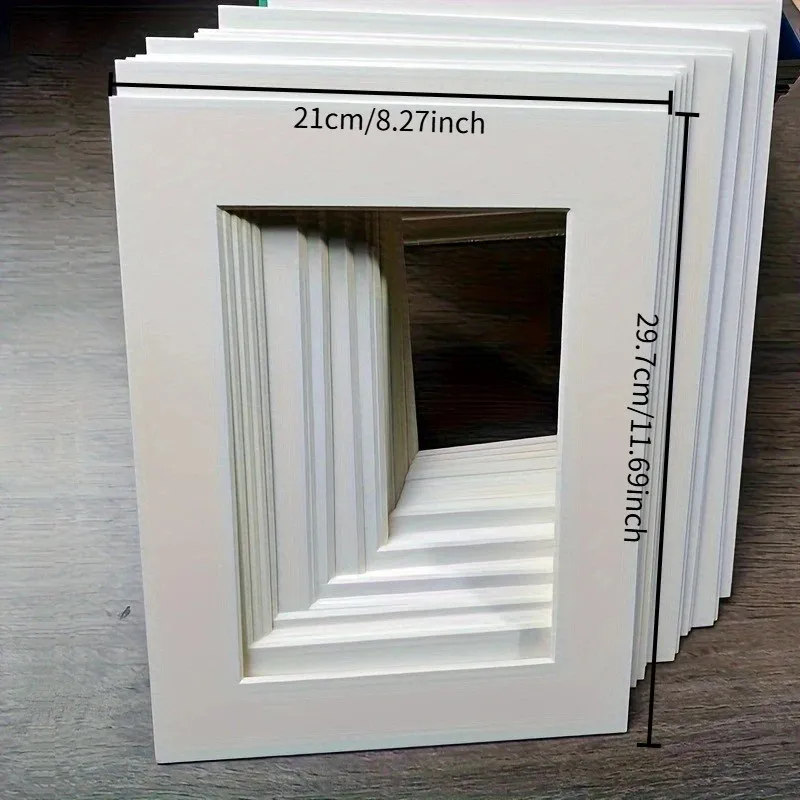 A4 White Rectangle Photo Mat 10pcs, Frame Mount Paper