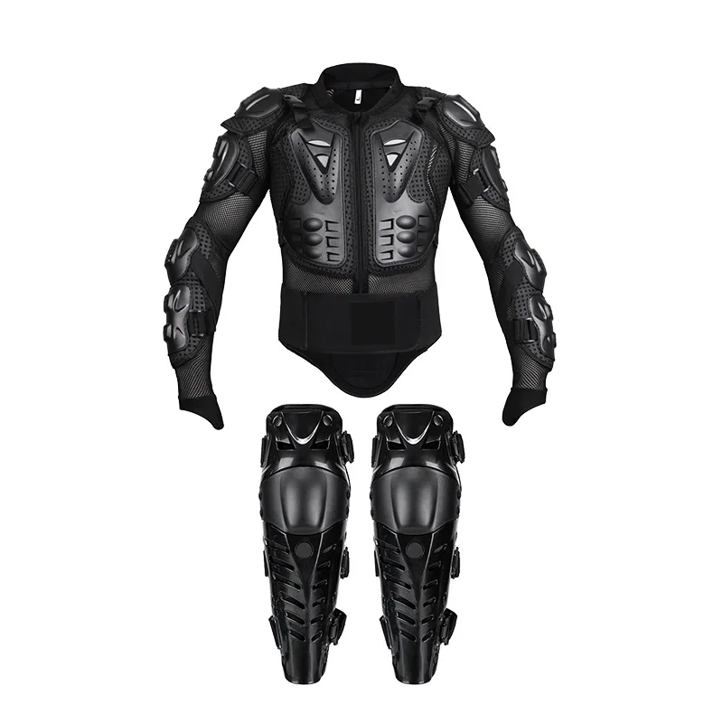 SULAITE Motorcycle Body Armor Jacket with Knee Guards Breathable Motocross Chest Back Protector Gear for ATV Dirt Bike