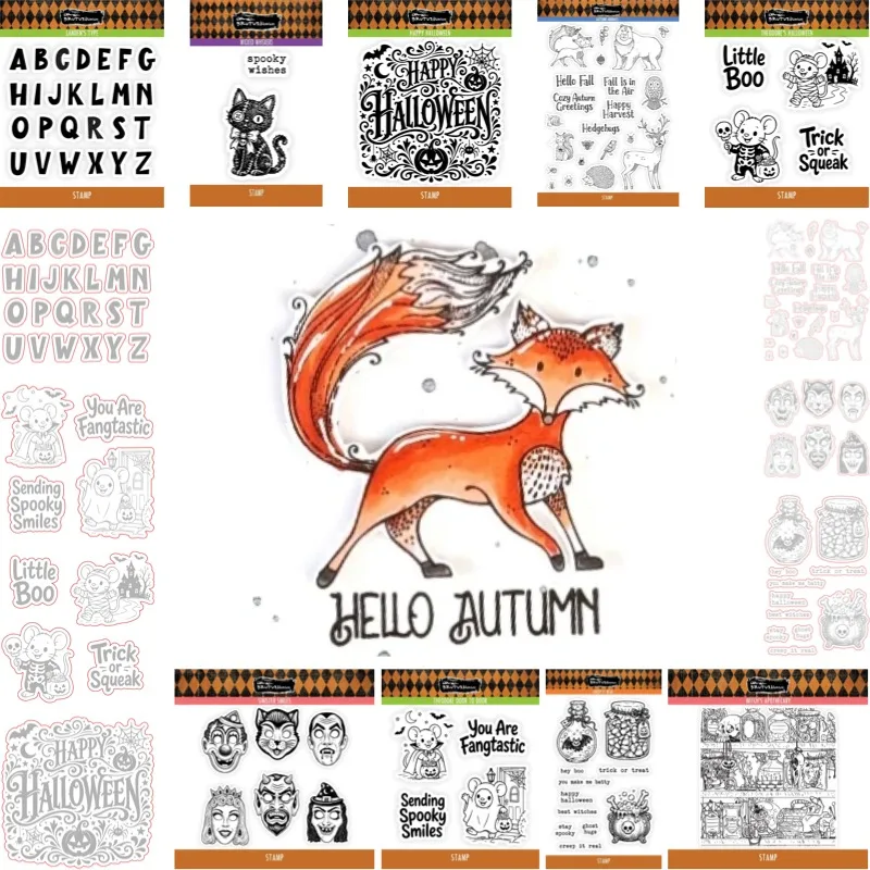 Herbsttiere Fröhliches Halloween Neu 2026 Metallstanzelemente und Stempel für Scrapbooking zur Herstellung von Papiergravurrahmen und Kartenbastelsets