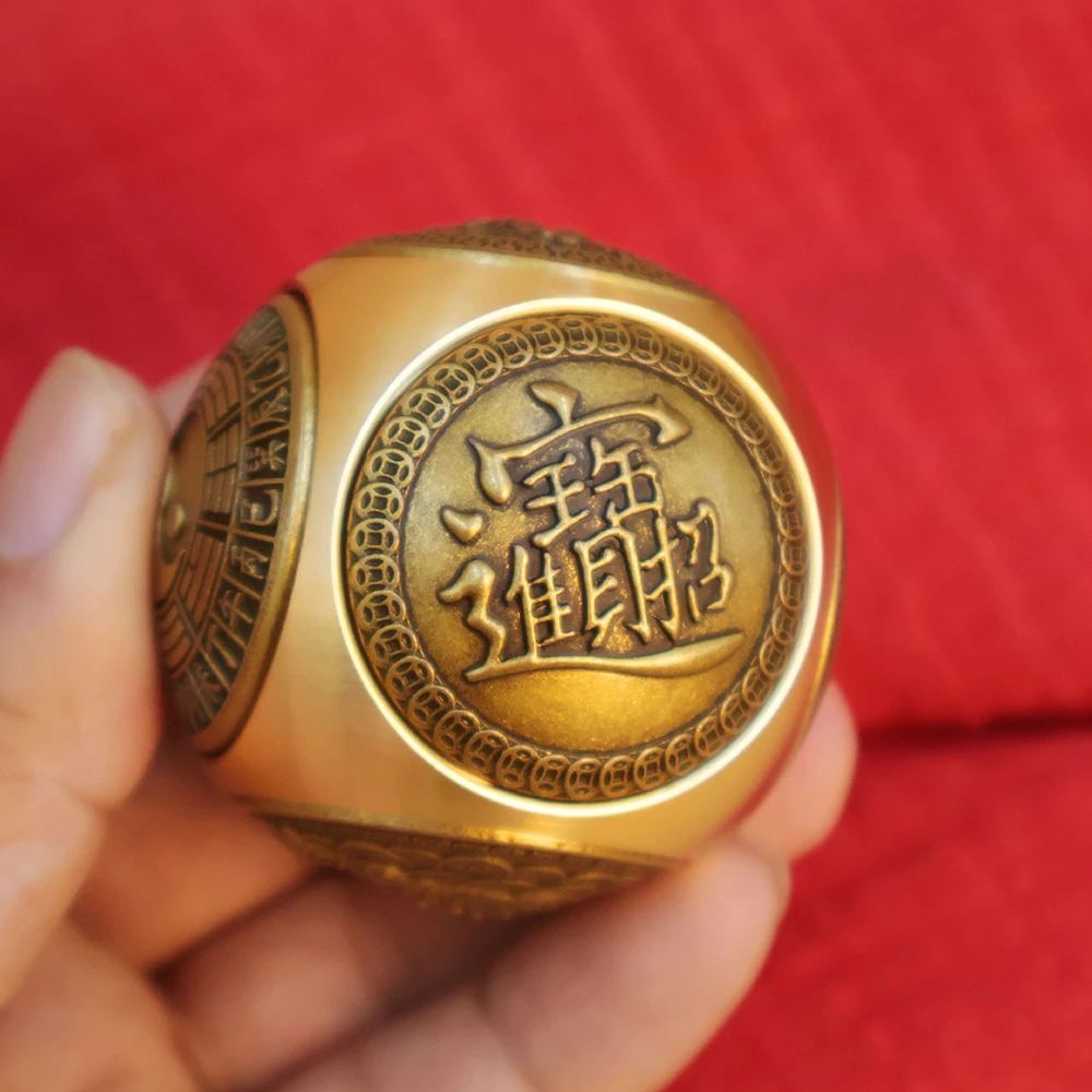 EDC Brass Dragon Dice Fidget Spinner Desk Decoration Six Sided Rotatable Lucky Decompress Copper Beads Souvenir