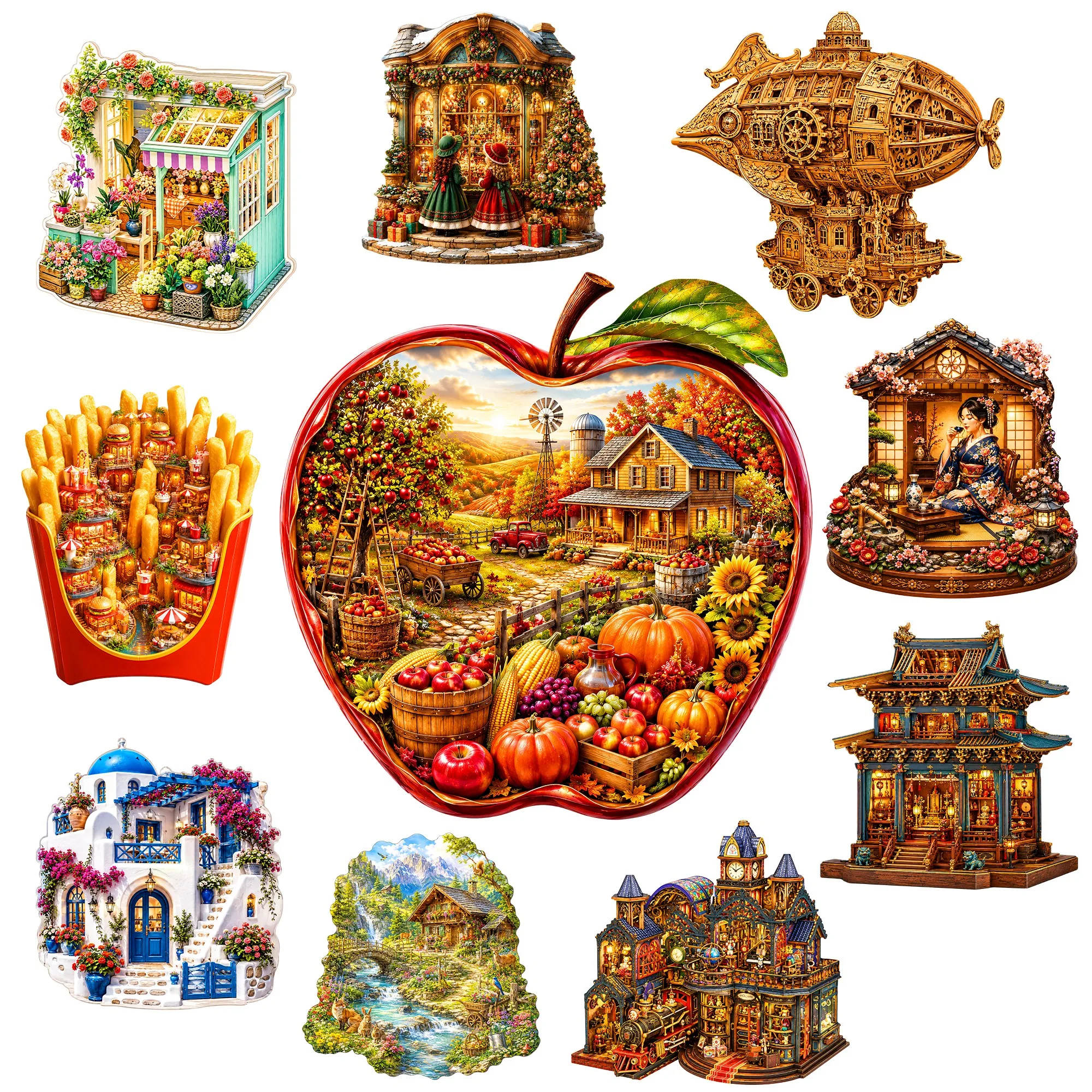 Woodworking For Kids - Oogstlandschap Houten Dierenpuzzel Puzzelspel Speelgoed Breinbreker