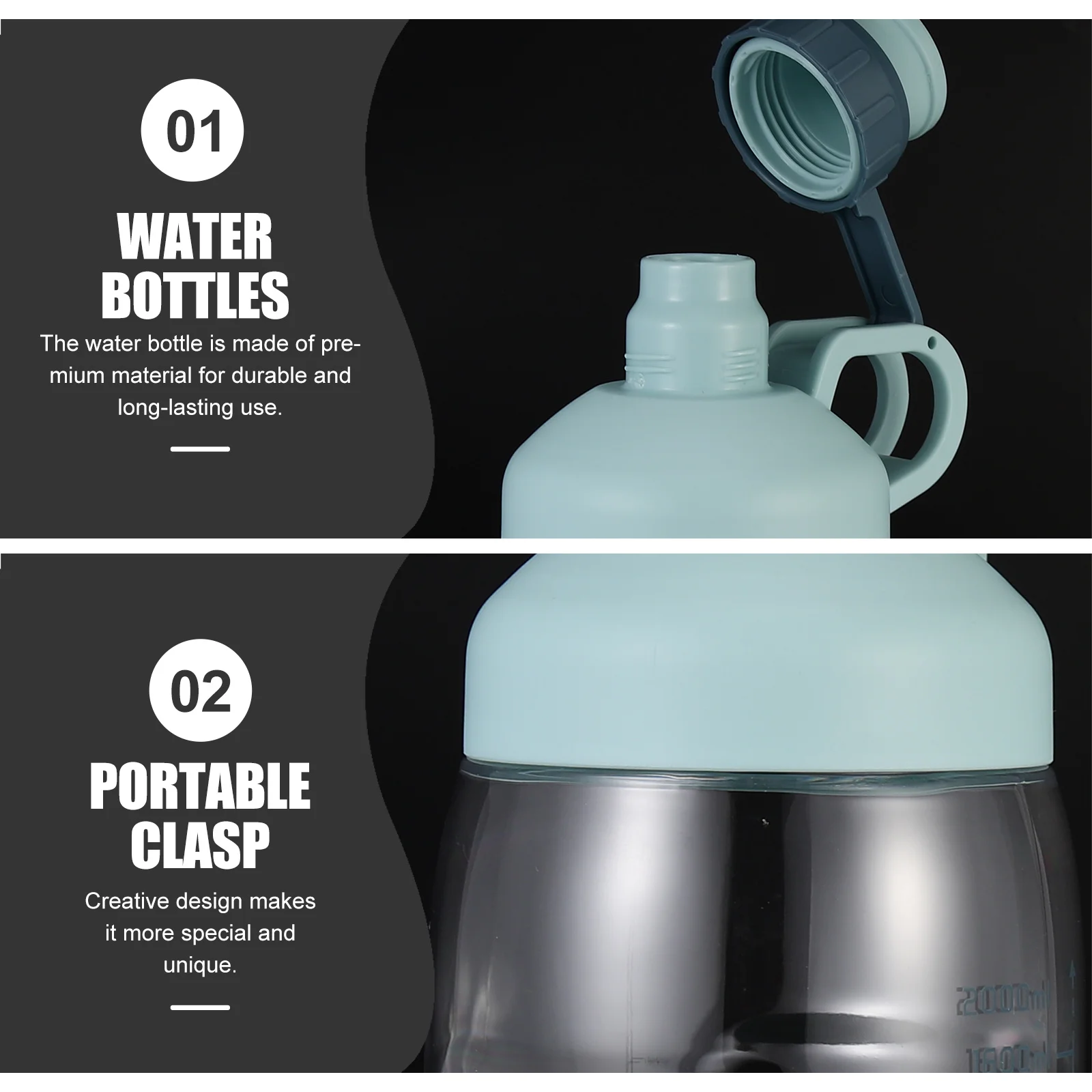 

Extra Large Sports Water Jug with Measurement Markings Outdoor Exercise Bottle for Workout Travel Hydration Container with Leak