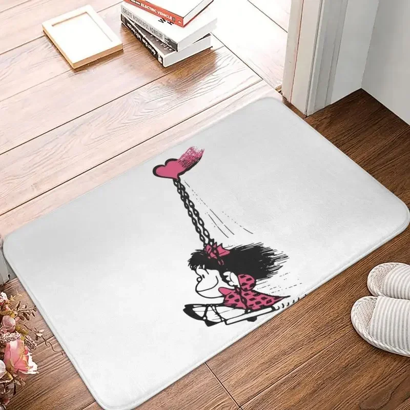 Freedon Heart Mafalda Front Door Floor Entrance Mat Outdoor Quino Cartoon Comics Bath Kitchen Doormat Garage Carpet Rug