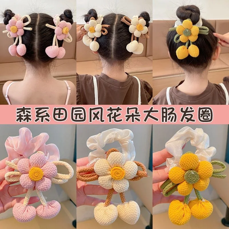 

Детская прическа с двойным пучком, новая повязка для волос с цветочным принтом, прическа в виде булочки для девочек, широкая эластичная повязка для волос, повязка для волос с хвостиком для девочек, аксессуары для волос