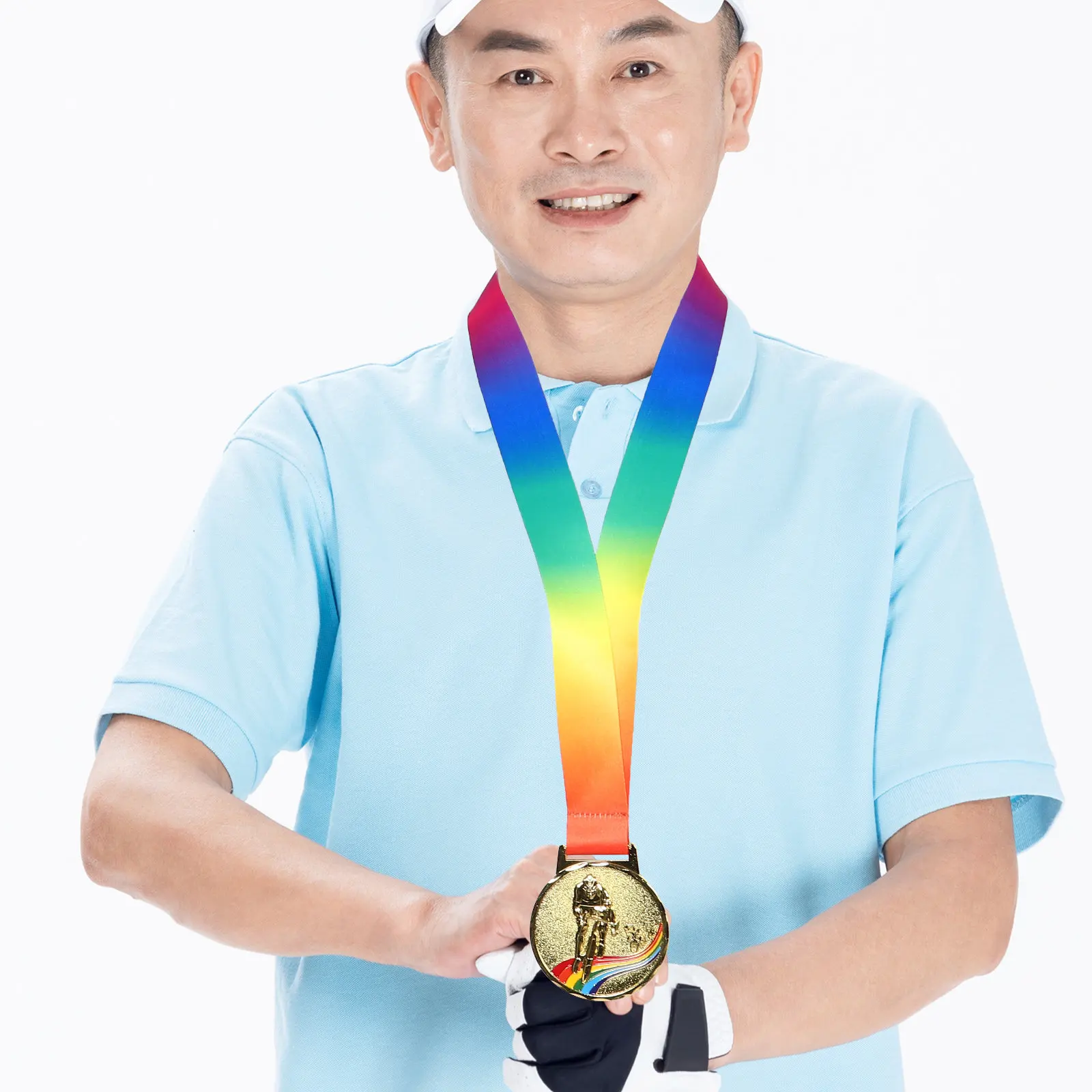 Gold Cycling Medal Metal Award for Biking Achievements First Place Ribbon Cycling Competition Event Championship Winner Award