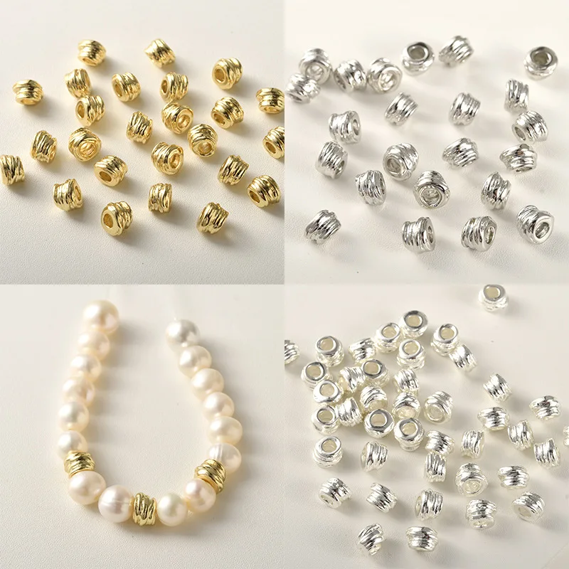 Copper Plated 14k Real Gold Color Irregular Winding Bead Spacer DIY Handmade Beaded Bracelet Necklace Jewelry Handmade Material