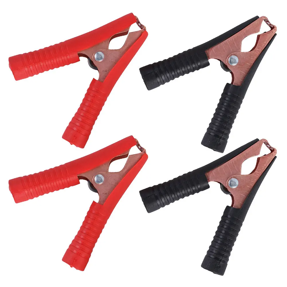 

4Pcs Alligator Battery Clamps Copper Plated Secure Grip Protective Cover Automotive Car Motorcycle Battery Repair Clamps