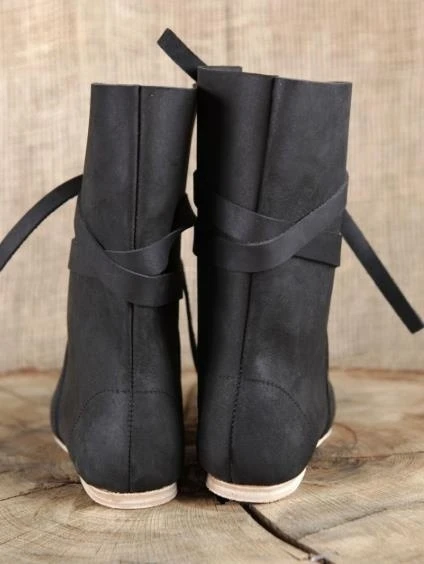 Herren-Renaissance-Stiefel, mittelalterliche Rollenspiel-Stiefel, Schnür-Vintage-Bühnen-Piraten-Viking-Lederschuhe, Halloween-Party-Lederschuhe – Detail 7