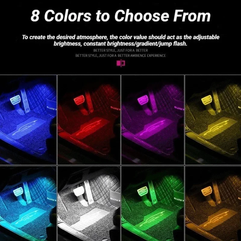 Universal 48 LED USB Car RGB Ambient Foot Lights LED Strip Interior Atmosphere Lamps 8 Colors Decorative Wireless Remote Control - view 4