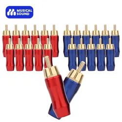 Musical Sound 2/4/8/12/24 PCS RCA Male Plug Screws Audio Video Jack Adapter Gold Plated Coax Audio Solderless Connectors